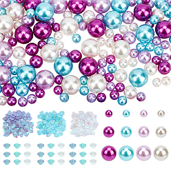 (52) Непрозрачная лаванда Наборы для наполнения ваз, в комплекте круглые пластиковые бусины из искусственного жемчуга, пайетки/блестки в форме ракушек для изготовления, разноцветные, 6~19.5x8x0.6 мм