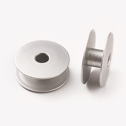 Серебро Бобины из алюминиевой нити, для вышивальных и швейных машин, серебряные, 21x9 мм, отверстия: 6 mm, Внутренний диаметр: 6.5 mm