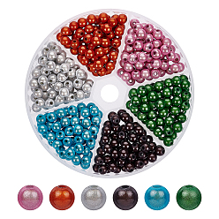 Mixed Color Spray Painted Acrylic Beads, Miracle Beads, Bead in Bead, Round, Mixed Color, 6mm, Hole: 1.5mm, 6 Colors, 60pcs/color, 360pcs/box