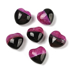 Средний Фиолетово-красный Натуральный агат (окрашенный и нагретый) сердцевидный пальмовый камень, исцеляющий карманный тон для рейки балансировка энергии медитация подарок, средне фиолетовый красный, 19.5~20.5x20~20.5x13~14 мм