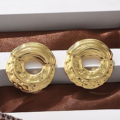 Настоящее золото 18K 304 серьги-гвоздики из нержавеющей стали для женщин, ионное покрытие (ip), плоско-круглые, реальный 18 k позолоченный, 29.5x28 мм