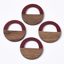 (123L) Белый крем непрозрачный блеск Подвески из смолы и ореха, непрозрачный, воском, плоская сумка круглой формы, огнеупорный кирпич, 28x3 мм, отверстие : 10x17 мм