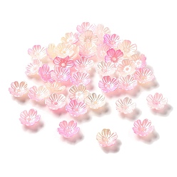 Pink Акриловые колпачки для бусин градиентного цвета, 5-лепестков цветка, розовые, 11x11x4 мм, отверстие : 1.6 мм