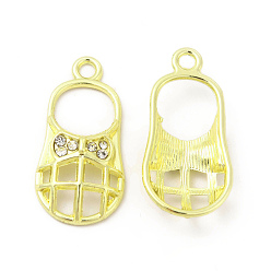 Light Gold Подвески из сплава с кристаллами и стразами, арахиса прелести, без кадмия, без никеля и без свинца, золотой свет, 26x12.5x4.5 мм, отверстие : 2 мм