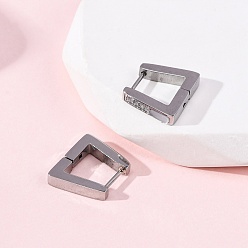 Платина 304 серьги-кольца трапециевидной формы из нержавеющей стали с прозрачным кубическим цирконием, с 316 нержавеющей сталью и белым корпусом, платина, 12.5x15x3 мм