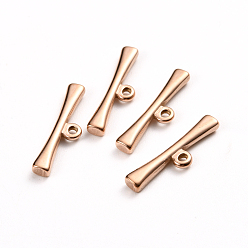 Розовое Золото Ионное покрытие (ip) 304 детали тумблеров из нержавеющей стали, бар, розовое золото , 21x6x2.5 мм, отверстие : 1.5 мм
