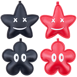 (52) Непрозрачная лаванда 4 шт. 4 стили подвески из искусственной кожи, цветок и звезда, разноцветные, 83~83.5x78~81x22.5~25 мм, отверстие : 5.5~7x1~2 мм, 1 шт / стиль