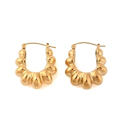 Золотой Ионное покрытие (ip) 304 серьги-гвоздики из нержавеющей стали для женщин, U-образный, золотые, 32x26x10 мм