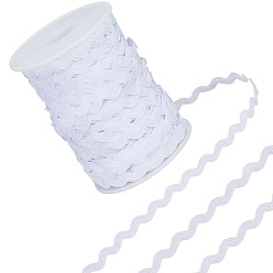 Blanc 40m bordure de franges courbées en vagues, ruban à coudre, pour la robe en tissu bricolage faire décorer, avec 1pc bobines vides, blanc, 1/4 pouces ~ 3/8 pouces (5~8.5 mm)