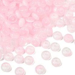 Pink Краски для выпечки стеклянные бусины, имитации кошачьего глаза , рондель, два тона, розовые, 6x3 мм, отверстие : 1.2 мм, Около 5263 шт / 1000 г