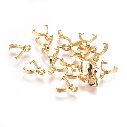 Золотой 304 нержавеющей стали поручительств щепотка, щепотка под залог для изготовления кулона, золотые, 9x3 мм, отверстие : 2~2.5 мм