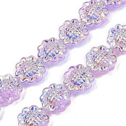 лаванда Гальванические стеклянные бусины, подсолнечник, с покрытием AB цвета, лаванда, 15x8.5 мм, отверстие : 1 мм, около 45 шт / нитка, 26.06'' (66.2 см)