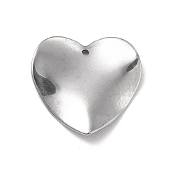 Stainless Steel Color Non-Tarnish 201 Stainless Steel Pendants, Heart Charm, Stainless Steel Color, 21x22x1.5mm, Hole: 1.2mm