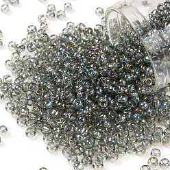 (176) Transparent AB Black Diamond Круглые бусины toho, японский бисер, (176) прозрачный ab черный алмаз, 8/0, 3 мм, отверстие : 1 мм, Около 10000 шт / фунт