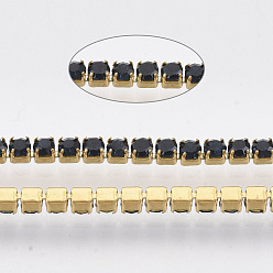 Монтана 304 цепочки из страз из нержавеющей стали, с катушкой, горный хрусталь чашка цепи, золотые, Монтана, 2x2x2 мм, около 32.8 футов (10 м) / рулон