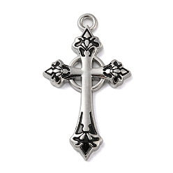 Платина Подвески из сплава , крестик, платина, 49.5~50x28.5x3.5 мм, отверстие : 3 мм