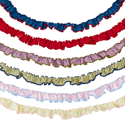 Color mezclado 6m 6 cinta de algodón de colores, Vestido de gasa plisado con ribete de encaje, color mezclado, 1-1/8 pulgada (28 mm), 1 m / color