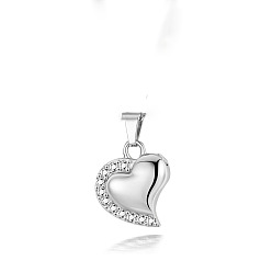 Нержавеющая Сталь Цвет Подвески из нержавеющей стали с кристаллами и стразами в виде флаконов духов, шарма сердца, цвет нержавеющей стали, 22x18 мм