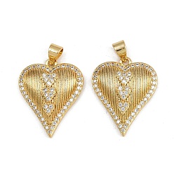 Настоящее золото 16K Латунные микро проложить кубического циркония подвески, сердце, реальный 16 k позолоченный, 23.5x18.5x5.5 мм, отверстие : 3.5x4 мм