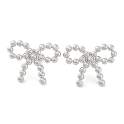 Нержавеющая Сталь Цвет Не тускнеющие 304 серьги-гвоздики из нержавеющей стали для женщин, бантом, цвет нержавеющей стали, 19x25 мм