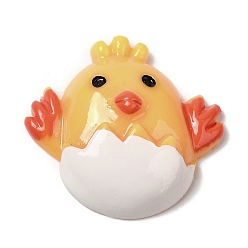 Золотистый Пасхальные кабошоны из непрозрачной смолы, цыпленок, золотые, 27x28x8 мм