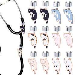 (52) Непрозрачная лаванда 12 шт. 6 стильный эмалированный стетоскоп из сплава в форме кошки подвесные украшения, с 304 фурнитурой из нержавеющей стали, цвет нержавеющей стали, разноцветные, 35 мм