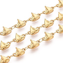 Настоящее золото 18K 5м 304 цепи из нержавеющей стали для парусных лодок, пайки, с катушкой, ионное покрытие (ip), реальный 18 k позолоченный, 8.5x6x2 мм