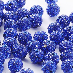 Сапфир Бусины со стразами, полимерная глина , pave disco бусины, класс А, сапфир, С. 11 (1.7~1.8 мм), 8 мм, отверстие : 1.5 мм