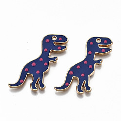 Полуночно-синий Подвески из эмали и сплава, без кадмия и без свинца, динозавр, золотой свет, темно-синий, 29x21x2 мм, отверстие : 1.2 мм