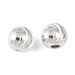 Plaqué Platine Véritable Perles d'espacement en laiton shegrace, sans cadmium et sans nickel et sans plomb, ronde, courbé, Platine plaqué, 6mm, Trou: 1.8mm