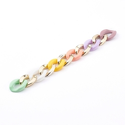 Colorful Opaque Spray Painted Acrylic & CCB Plastic Linking Twist Chains, Quick Link Chains, Colorful, 23x16.5x5mm, about 39.37 inch(1m)/strand
