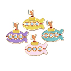 (52) Непрозрачная лаванда Подвески из эмали и сплава, подводные чары, золотые, разноцветные, 29x29.5x1.5 мм, отверстие : 1.4 мм