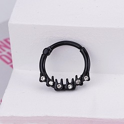 Черный 316l Кольца для носа из нержавеющей стали, чёрные, 8 мм, штифты : 1.2 мм