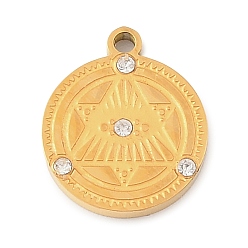 Star of David 304 из нержавеющей стали горный хрусталь подвески, золотые, ионное покрытие (ip), звезда прелести Дэвида, 16.5x14x2.5 мм, отверстие : 1.6 мм