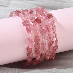 Клубничный Кварц Браслеты из натуральных бусин клубничного кварца для женщин, нангеты, бусины : 6~12x6~8x4~7 мм, внутренний диаметр: 1.89~2.01 дюйм (4.8~5.1 см)