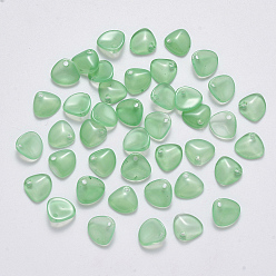 Medium Aquamarine Imitation Jade Glass Charms, Petaline, Medium Aquamarine, 7x8x2.5mm, Hole: 1mm