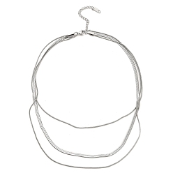 Нержавеющая Сталь Цвет Не тускнеет 304 цепи-змейки из нержавеющей стали 3 многослойное ожерелье для женщин, цвет нержавеющей стали, 15.35 дюйм (39 см)