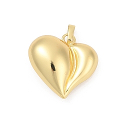 Настоящее золото 18K Латунные подвески, сердце, без свинца и без кадмия, долговечный, стойки покрытие, реальный 18 k позолоченный, 25x25x10.5 мм, отверстие : 7x4 мм