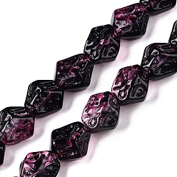 Камелия Стеклянные бусины с гальваническим покрытием , самородки, камелия, 13.5~14x13.5x10 мм, отверстие : 0.9 мм, около 49~50 шт / нитка, 26.97~27.56 дюйм (68.5~70 см)