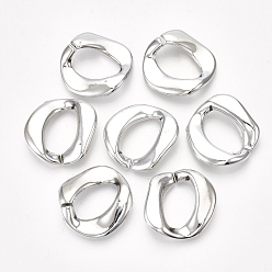 Platinum UV Plating ABS Plastic Linking Rings, Quick Link Connectors, For Curb Chains Making, Unwelded, Twist, Platinum, 30x28x5mm, Hole: 20.5x12.5mm