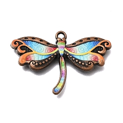 Dragonfly Подвески из эмали и сплава, Красная медь, стрекоза прелести, 23x34.5x3.5 мм, отверстие : 1.8 мм