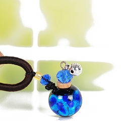 Синий Стеклянный флакон духов с подвеской на шею, регулируемое колье из плетеного шнура, ожерелье-свитер для женщин, синие, 17.72~26.77 дюйм (45~68 см)