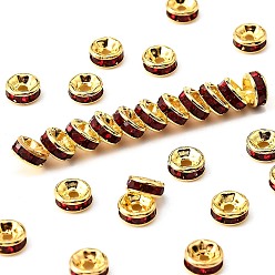 Сиамский Латунь марки А горный хрусталь Spacer бисер, с золотым покрытием, рондель, без никеля , Сиам, 6x3 мм, отверстие : 1 мм