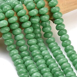 Medium Sea Green Natural Glass Beads Strands, Rondelle, Medium Sea Green, 8.5~9x5.5~6mm, Hole: 0.9mm, about 77pcs/strand, 15.55~15.75''(39.5~40cm)