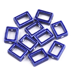 Синий Фарфоровые бусины ручной работы, яркие глазированный фарфор, прямоугольные, синие, 16.5x12.5x5.5 мм, отверстие : 2 мм