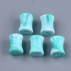 Dunkeltürkis Acryl-Perlen, Nachahmung Edelstein-Stil, Ton zwei, Bambus-Joint, dunkeltürkis, 13.5x10.5 mm, Bohrung: 1.8 mm, ca. 445 Stk. / 500 g