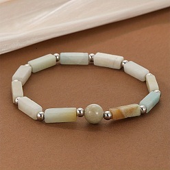 Амазонит Браслеты из натурального амазонита с бусинами для мужчин и женщин, кубоид, 7-1/2 дюйм (19 см)