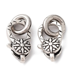 Antique Silver Rack Plating Brass Lobster Claw Clasp with Jump Rings, Cadmium Free & Lead Free, Antique Silver, 18x10x3mm, Hole: 5mm