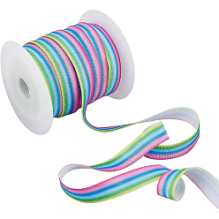 Colorful Polyester Elastic Cord/Band, Single Face, Webbing Garment Sewing Accessories, Flat, Colorful, 15mm, about 20.00 Yards(18.29m)/Set