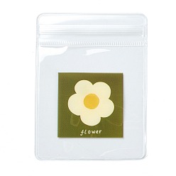 Flower Rectangle Plastic Zip Top Candy Bag, Storage Bags, Self Seal Bag, Top Seal, Flower Pattern, 8x6x0.2cm